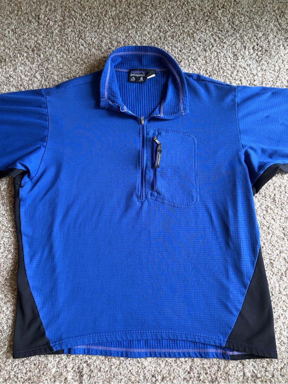 VTG Patagonia R1 Men’s XL Blue/Black 1/4 Zip Fleece Mock Neck Pullover Sweater